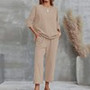 S-4XL Summer Plus Size Women Cotton Loose Elegant Short Sleeve Trousers Two-piece Set Solid Color Breathable Women Casual Suits
