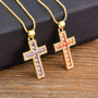 AIBEF New Arrivals Cross Crystal Pendant Necklace Copper Cubic Zircon Choker 6 Colors Choice Religion Jewelry Accessory Gift