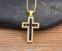 AIBEF New Arrivals Cross Crystal Pendant Necklace Copper Cubic Zircon Choker 6 Colors Choice Religion Jewelry Accessory Gift