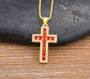 AIBEF New Arrivals Cross Crystal Pendant Necklace Copper Cubic Zircon Choker 6 Colors Choice Religion Jewelry Accessory Gift