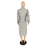 ANSZKTN Spring Fall Stacked Sleeve Midi Women'S Trench Coats Long for Ladies Women