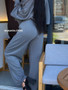 Gray Straight Pants Two Pieces Sets Women Outfit Long Sweatpants Street Wear Zipper Jacket Track Suits Sweatshirt Sets For Women