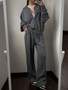 Gray Straight Pants Two Pieces Sets Women Outfit Long Sweatpants Street Wear Zipper Jacket Track Suits Sweatshirt Sets For Women