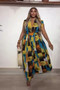 Casual V Neck Sleeveless Jumpsuit with Print Patchwork Breathable Knitted Summer Jumpsuit for Parties Button Decoration