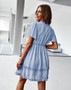 New Arrival 2026 Summer V Neck Short Ruffle Sleeve Mini Chiffon Casual Floral Women Dresses