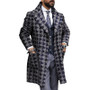 Men Long Woollen Wind Coat Casual Double Breasted Mens Wool Overcoat Winter Houndstooth Jacket Men Trench Coat