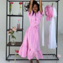 Women's Clothing 2024 Lace-Up V Neck Short Sleeve Bohemian Lady Elegant Maxi Long White Dress Women Cotton Dresses Casual Summer