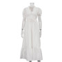 Women's Clothing 2024 Lace-Up V Neck Short Sleeve Bohemian Lady Elegant Maxi Long White Dress Women Cotton Dresses Casual Summer