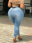 Women's Plus Size 5XL-8XL Summer Mid Waist Stretch Slim Fit Legging Wholesale Black Gray Feet Skinny Pencil Denim Jeans Pants
