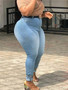 Women's Plus Size 5XL-8XL Summer Mid Waist Stretch Slim Fit Legging Wholesale Black Gray Feet Skinny Pencil Denim Jeans Pants