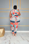Bristter BH1006 Women Plus Size Summer Casual Floral Print Eco-Friendly Polyester V-neck Regular Fit Full-Length Two-Piece Set