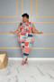 Bristter BH1006 Women Plus Size Summer Casual Floral Print Eco-Friendly Polyester V-neck Regular Fit Full-Length Two-Piece Set
