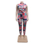 Bristter BH1006 Women Plus Size Summer Casual Floral Print Eco-Friendly Polyester V-neck Regular Fit Full-Length Two-Piece Set