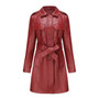 Leather Clothing Women's Fashion Solid Color Lapel Zipper Slim Long Sleeve with Belt Faux Leather Elegant Office Street Jacket