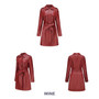 Leather Clothing Women's Fashion Solid Color Lapel Zipper Slim Long Sleeve with Belt Faux Leather Elegant Office Street Jacket