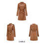 Leather Clothing Women's Fashion Solid Color Lapel Zipper Slim Long Sleeve with Belt Faux Leather Elegant Office Street Jacket