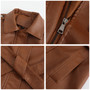Leather Clothing Women's Fashion Solid Color Lapel Zipper Slim Long Sleeve with Belt Faux Leather Elegant Office Street Jacket