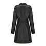 Leather Clothing Women's Fashion Solid Color Lapel Zipper Slim Long Sleeve with Belt Faux Leather Elegant Office Street Jacket