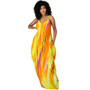 Plus Size Women Clothing Slip Maxi Dress  Wholesale Summer Print Loose Elegant Pockets Draped Dresses High Quality Dropshipping