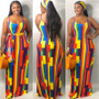 Plus Size Women Clothing Slip Maxi Dress  Wholesale Summer Print Loose Elegant Pockets Draped Dresses High Quality Dropshipping