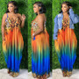 Plus Size Women Clothing Slip Maxi Dress  Wholesale Summer Print Loose Elegant Pockets Draped Dresses High Quality Dropshipping