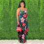 Plus Size Women Clothing Slip Maxi Dress  Wholesale Summer Print Loose Elegant Pockets Draped Dresses High Quality Dropshipping