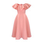 Plus Size Summer Fashionable and Elegant Solid Color Ruffle Edge Banquet Mid Length Large Swing Dress Plus Size Women'S Dress