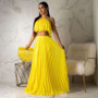 Summer Two Piece Long Dress Women Elegant 2 Piece Set Crop Top and Skirt Set Sexy Sleeveless Beach Party Outfit