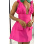 Summer Women Clothing Ladies Temperament Hollow Out Dresses V-neck Design Sense Faux Pocket a Line slip Women's Dress