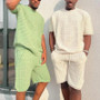 New Fashion Summer Shorts Tracksuit Men's Suit Active Wear 2 Piece Short Set Custom logo Blank Cotton Shorts Set Men
