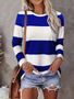 Women's 3D Stripe Printed T-shirt Fashion Long Sleeve Round Neck Regular Tops Holiday Weekend Spring and Autumn