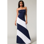 Color Block Maxi Strapless Prom Dress with TD Design