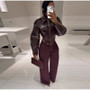 Fashion Lapel Leather Jacket Women's Full Sleeve Slim Solid Zippers Coat 2026 Spring New Lady Edgy Casual High Street Outerwear