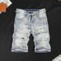 New Arrival Men's Knee Length Casual Denim Jeans Summer Distressed Holes Streetwear Fashion Cargo Shorts Classic Short Jeans