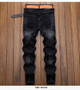 2024 Spring and Autumn New Fashion Trend Retro Ripped Small Foot Pants Men's Casual Slim Breathable Elastic High-Quality Jeans