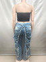 Women Solid Jeans Pants Denim Pleated Trousers Fuzzy Edge Full Lenth Mid Waist Zipper Straight Y2k Streetwear Casual 2026 Spring