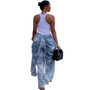 Women Solid Jeans Pants Denim Pleated Trousers Fuzzy Edge Full Lenth Mid Waist Zipper Straight Y2k Streetwear Casual 2026 Spring