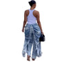 Women Solid Jeans Pants Denim Pleated Trousers Fuzzy Edge Full Lenth Mid Waist Zipper Straight Y2k Streetwear Casual 2026 Spring