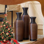 Set of 3 Brown Hand-Woven PVC Rattan Vases 27.56in 23.62in 19.69in Tall Farmhouse Decorative for Outdoor Home Decor