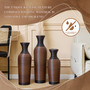 Set of 3 Brown Hand-Woven PVC Rattan Vases 27.56in 23.62in 19.69in Tall Farmhouse Decorative for Outdoor Home Decor