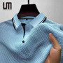 Custom Men's Business Solid Color T-Shirts Short Sleeve Lapel Design Summer Office Casual Formal Jacquard Breathable Summer