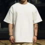 Cotton Mens Blank T-Shirt White Oversized Retro Solid Color T-Shirt Large Size Mens Womens Fashion Short Sleeve Mens T-Shirt