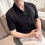 Luxury Purple Polo Shirts For Men High Quality Summer Short Sleeve Men's Polos Ice Silk Elastic Slim Fit Turn Down Collar Tees