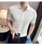 Luxury Purple Polo Shirts For Men High Quality Summer Short Sleeve Men's Polos Ice Silk Elastic Slim Fit Turn Down Collar Tees
