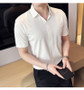 Luxury Purple Polo Shirts For Men High Quality Summer Short Sleeve Men's Polos Ice Silk Elastic Slim Fit Turn Down Collar Tees