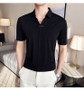 Luxury Purple Polo Shirts For Men High Quality Summer Short Sleeve Men's Polos Ice Silk Elastic Slim Fit Turn Down Collar Tees