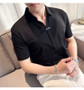 Luxury Purple Polo Shirts For Men High Quality Summer Short Sleeve Men's Polos Ice Silk Elastic Slim Fit Turn Down Collar Tees