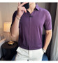 Luxury Purple Polo Shirts For Men High Quality Summer Short Sleeve Men's Polos Ice Silk Elastic Slim Fit Turn Down Collar Tees