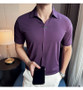Luxury Purple Polo Shirts For Men High Quality Summer Short Sleeve Men's Polos Ice Silk Elastic Slim Fit Turn Down Collar Tees
