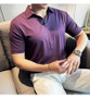 Luxury Purple Polo Shirts For Men High Quality Summer Short Sleeve Men's Polos Ice Silk Elastic Slim Fit Turn Down Collar Tees